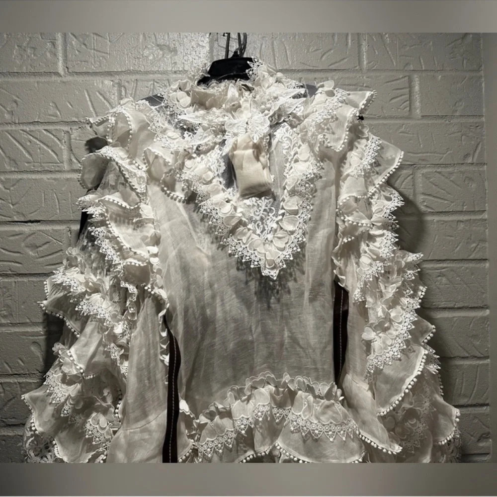 New Authentic Zimmermann Crush Heart Trim Long Sleeve Minidress Size Medium - Picture 8 of 13